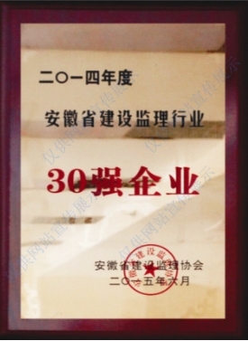 2014年度安徽省建設監理行業30強企業