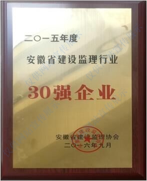 2015年度安徽省建設監理行業30強企業